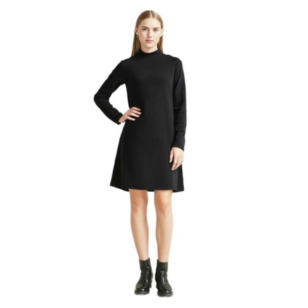 Future Collection Women's Long Sleeve Mock Neck Open Back A-Line Mini Dress